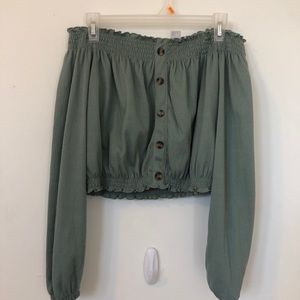 H&M Dusky Green Off the shoulder top